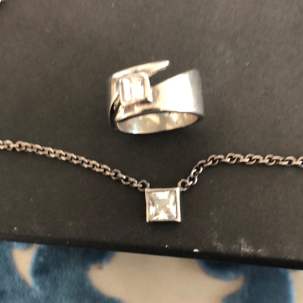 Sterling Choker w/ Clear Stone & ring set